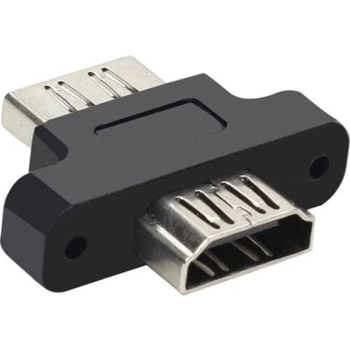 Screw Lock Panel Mount HDMI-compatible Female to Female HDMI-compatible Extension F/F cable Extender Adapter Connector Black