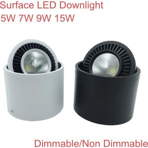 COB LED Recessed Downlights Dimmable 5W 7W 9W 15W Surface Mounted LED Ceiling Lamps Spot Light 360 Degree Rotation LED Downlight