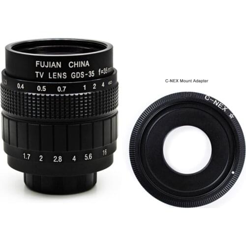Witrue 35mm F1.7 CCTV TV Movie lens+C Mount+Macro ring for Sony E Mount Nex-5T Nex-F3 Nex-6 Nex-7 Nex-5R A6300 A6100 A6500 A5100