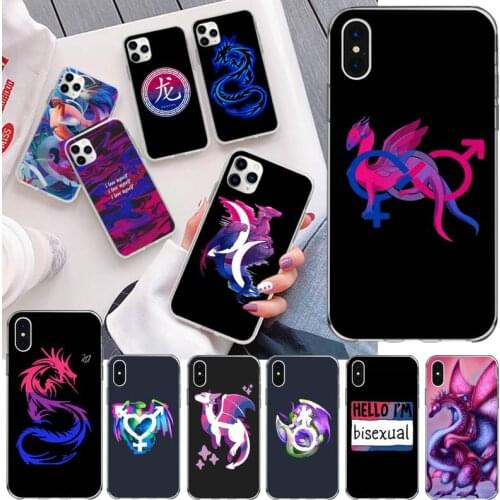 YJZFDYRM bisexual Bi Pride Dragon LGBT Soft black Phone Case for iPhone 11 pro XS MAX 8 7 6 6S Plus X 5S SE 2020 XR cover