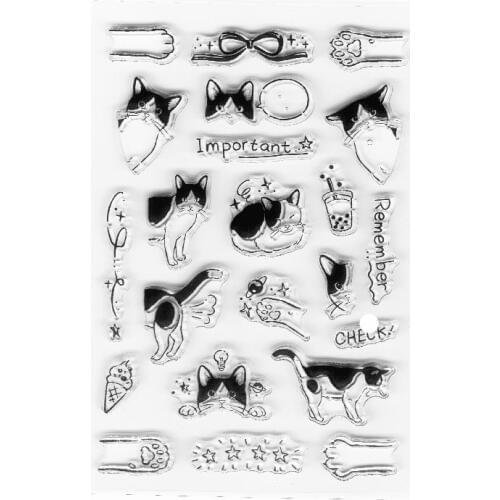 Funny Cat Clear Stamps Planner Decorative Stamps Notebook Journal Stamps