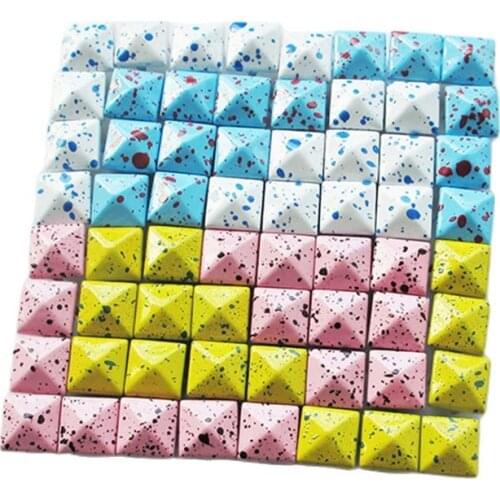 10mm Colorful Spray Dots Square Pyramid Grment Rivets Nailhead Claws Stud For Hat Bag Shoe Jeans Leather Craft Accessories