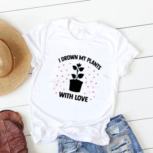 Women Shirt Short Tee Sleeve Summer Crazy Plant Lady Printed Female Womens T-shirt Graphic Printed Top Tshirt