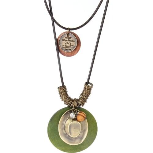 Johnature Wood Metal Necklace Fingerprint Birdcage Pendant Original 2020 National Style Handmade Women Vintage Necklace