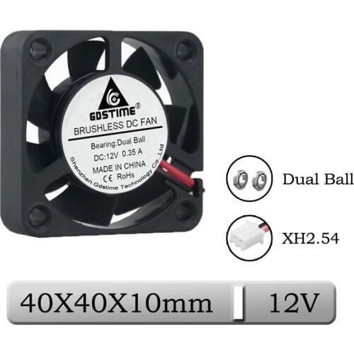 1 pieces Gdstime DC 12V 40X40X10mm 40mm Mini 3D Printer Cooler Fan 4cm 40mmX10mm High Speed Brushless Cooling Fan