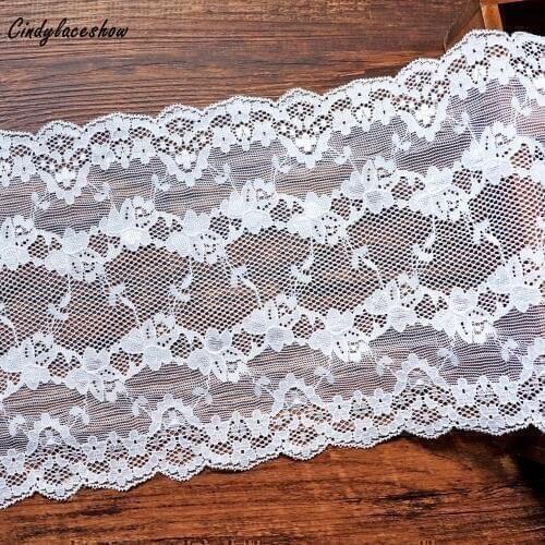 1Yard 18cm Wide Mini Rose Floral Stretch Lace Trim Ribbon Garment Elastic Lace Fabric Bra Apparel Lace Lingerie Garters Sewing
