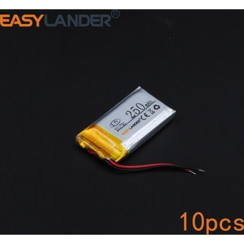 10pcs/Lot 3.7V 250mAh Rechargeable li Polymer Li-ion Battery For bluetooth headset mouse Bracelet Wrist Watch 501730 051730