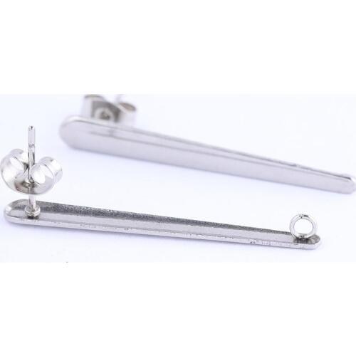 10pcs Stainless Steel Bar Shape Post Earring Connector Findings With Loop Diy Earrings Making Accessories