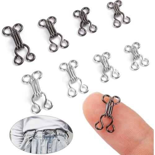100Pcs Mini Metal Buckle Black/Silver Collar Invisible Button Hook Eye Clothing Buckle DIY Doll Clothes Sewing Accessorie