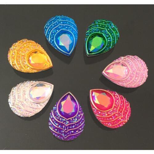 20pcs 18*25mm AB Flatback Resin Peacocks eye Rhinestone For wedding decoration Non Sew stones flat back rhinestones -HA16