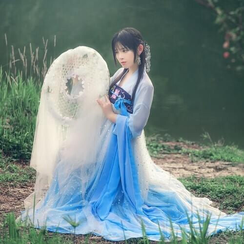 2020 Hanfu Classical Dance Costume Starry Sky Hanfu Dress Chinese Traditional Hanfu Costume Women Hanfu Festival Outfit SL2817