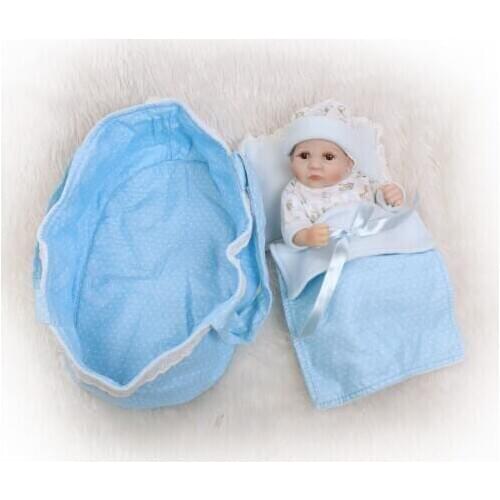 27cm Full Silicone Reborn Dolls with Sleeping Bag Baby Realistic Doll Reborn Full Vinyl Boneca BeBe Reborn Doll for Girls