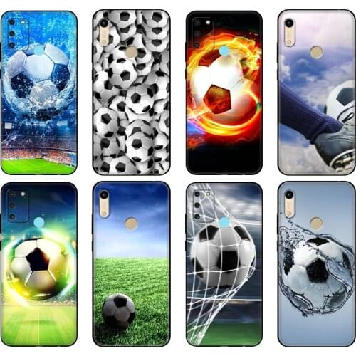 Black tpu Case For Huawei Honor 8a Prime 8s Prime 9 Lite honor 9A 9C 9X Premium 9x Pro 9S Case Football Soccer Ball Silicone