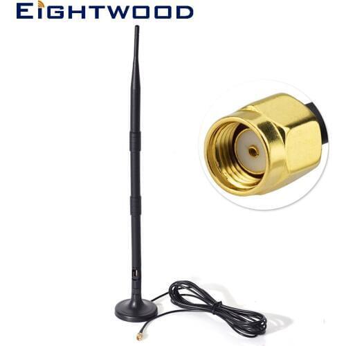 Eightwood Wi-Fi Antenna Magnetic Stand Base RP SMA Female Connector with 3m Extension Cable for F5D8235 Rincuv4 N300 N450 N600