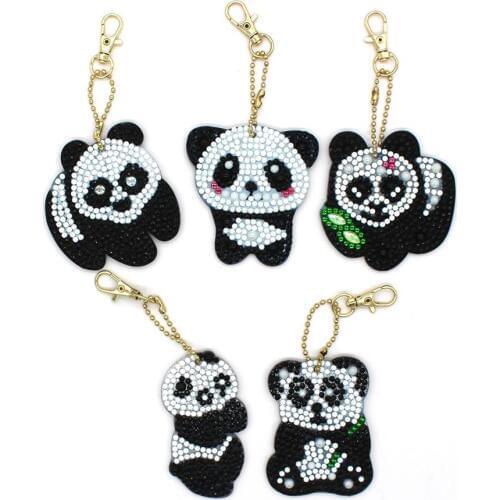 HeeBenor Factory Store New Design DIY Diamond Keychain Panda Pattern 5D Diamond Painting Cross Stitch Bag Pendant Ornament Gift