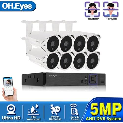 Home CCTV Camera Security System Kit H.265 8CH 5MP AHD DVR NVR Kit 4/8Pcs indoor Outdoor Dome CCTV Camera Surveillance System