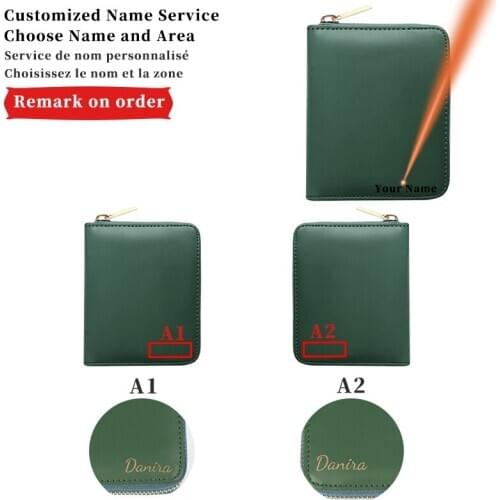 Custom Wallet Womens Pu Leather Short Zipper Purse Red Small Wallet Coin Pocket Card Holder Wallet Clutch Bag Engraving Name