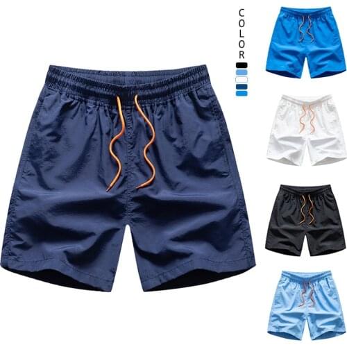 Summer Mens Beach Shorts Casual Swimwear Beachwear Surf Trunks Men Breathable Waterproof Shorts Solid Elastic Waist Sweatpants