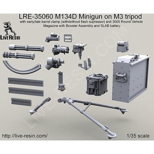 Live Resin LRE-35060 1/35 M134D Minigun on M3 tripod with early/late barrel clamp
