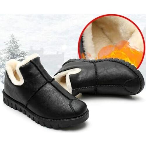Fashion Women Casual Shoes PU Leather Sewing Women Boots Outdoor Warm Cotton Ladies Winter Boots Home Flat Shoes