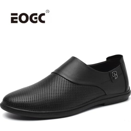 Genuine Leather Men Casual Shoes Comfort Slip On Loafers Moccasins Hollow Out Male Soft Rubber Driving Shoes Men