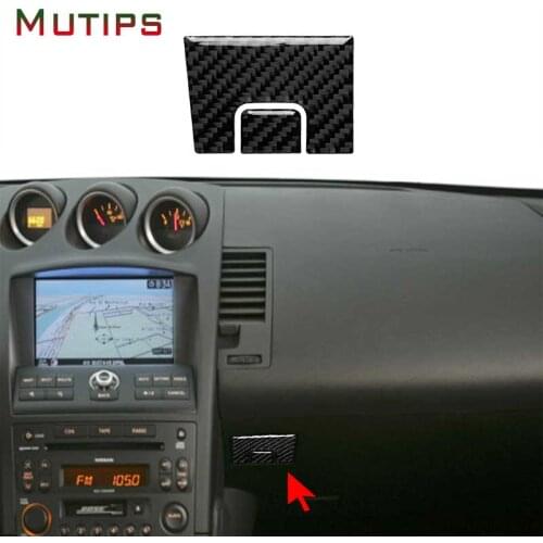 Mutips Car Copilot Storage Box Handle Panel Trim Cover Carbon Fiber Sticker Interior Mouldings For Nissan 350Z 2006 2007-2009