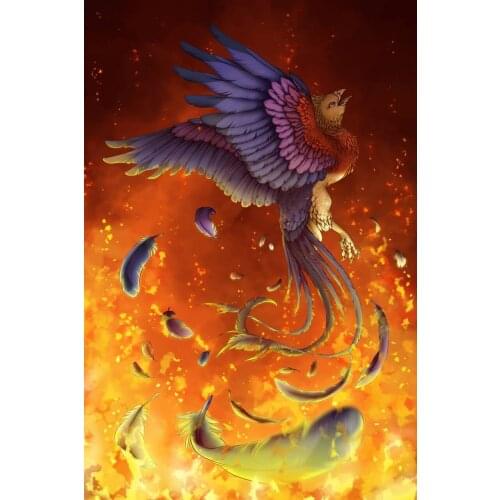 JMINE Div 5D Phoenix Bird Fire Full Diamond Painting cross stitch kits art High Quality Animal 3D paint by diamonds