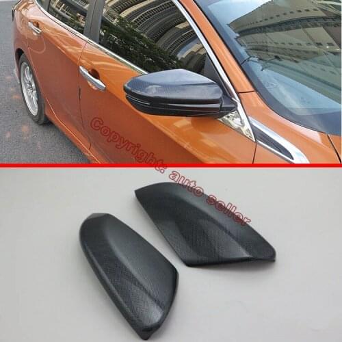 Carbon fiber Style Side Mirror Cover Trim For Honda Civic 2016 2017