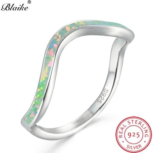 Irregular Blue White Fire Opal Ring s925 Sterling Silver Wave Rings For Women Men Couple Wedding Bands Engagement Rings Jewelry
