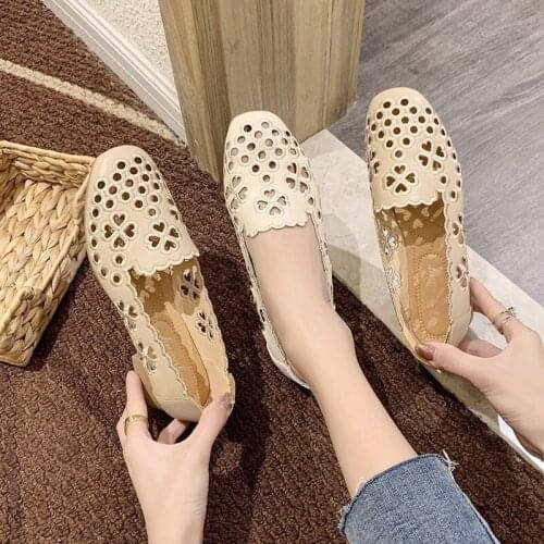 2021 Spring and Summer New Two-wear White Shoes Flat-bottom Breathable One-step Leather White Womens Shoes Silver Shoes