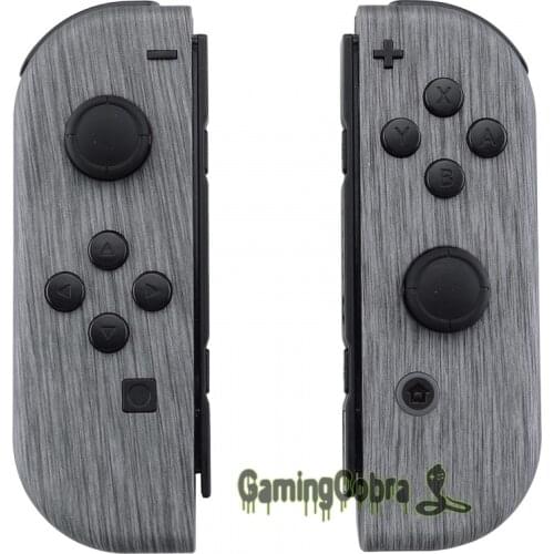 EXtremeRate Soft Touch Grip Brushed Silver Patterned Housing Shell Cover with Full Set Buttons for NS Switch JoyCon Controller