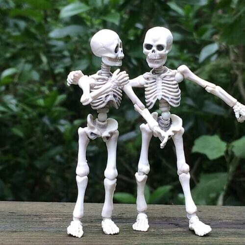 Movable Mr. Bones Skeleton Human Model Skull Full Body Mini Figure Toy Halloween