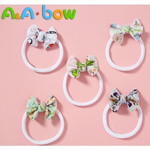 1pcs Knot Bow Headbands Girls Hair Accessories Kids Gift Handmade Soft Nylon Headband Sweet Headwrap Baby Bows Hair Band