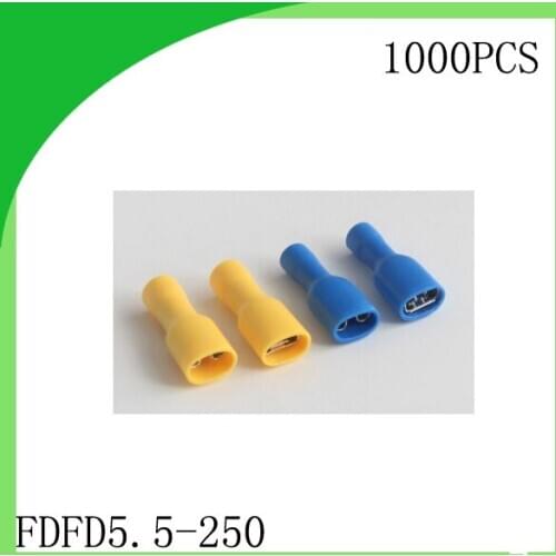 Manfacture Brass 1000 PCS FDFD5.5-250 cold-pressure terminal Fully insulated female connector Electrical Crimp Terminal