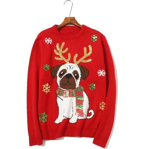 Christmas red sweatshirt women lazy knitted pullover red sweatshirt winter tops women