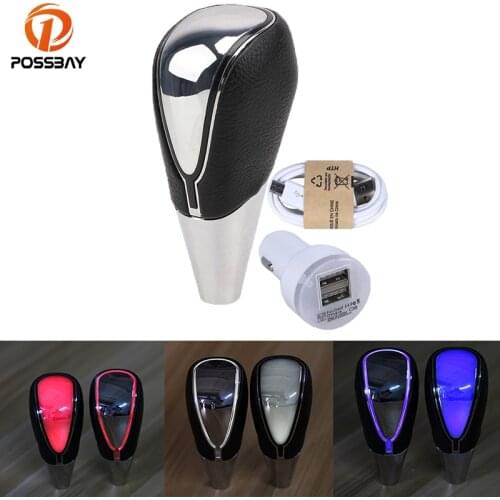 POSSBAY Touch Motion Activated LED Car Gear Shift Knob Universal Manual MT LED Gear Knob for BMW E36 Peugeot Opel Golf Ford