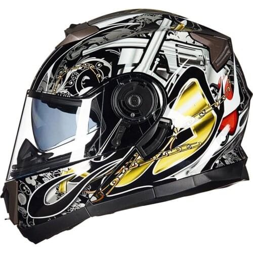 Шлем Для Мотоцикла Casco Moto Helmet Dual Lens Full Coverage Of Cool Personality Motorcycle Four Seasons Anti-fog Helmet