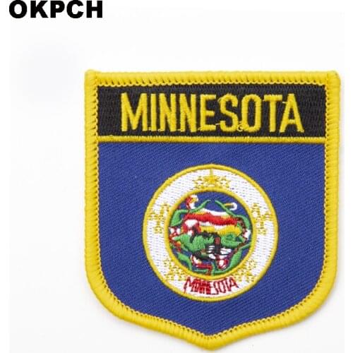 U.S.A Minnesota State Iron On Patch Embroidered Clothes Patch For Clothing Stickers Garment 10pcs 6*7cm UPI-0229-S