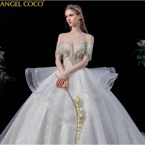 Gorgeous Maternity Dresses Bridal Gown Pearl Beading Ball Gown Lace Wedding Dress Vestidos De Noivas Real Photos Suknia Slubna