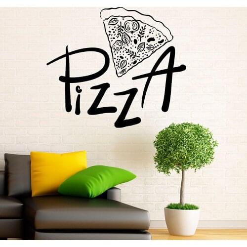 Pizzeria Logo Wall Decal Door Window Vinyl Stickers Pizza Restaurant Kitchen Interior Design Decor Art Lettering Wallpaper Q889