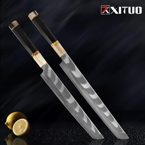 XITUO Japan Sakimaru Knife Octagonal Handle Chef knife AUS-10 Damascus Steel Salmon knife Kitchen profession Fish sashimi Knife