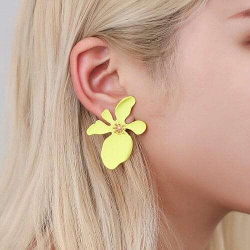 Trendy Fashion Exaggerated Colorful Flower Stud Earrings for Women Cute Korean Irregular Personality Statement Earrings Jewelry