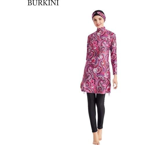 Plus Size Women Modest Full Cover Swimsuit Islamic Muslim Swimwear Hijab Swim Surf Wear Sport Burkinis Beachwear Bathing