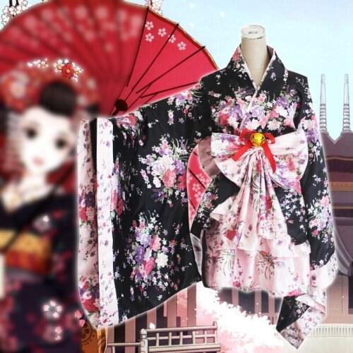 Women Sexy Kimono Sakura Anime Costume Japanese Kimono Traditional Vintage Original Tradition Maid Dress Outfit Lolita Clothing