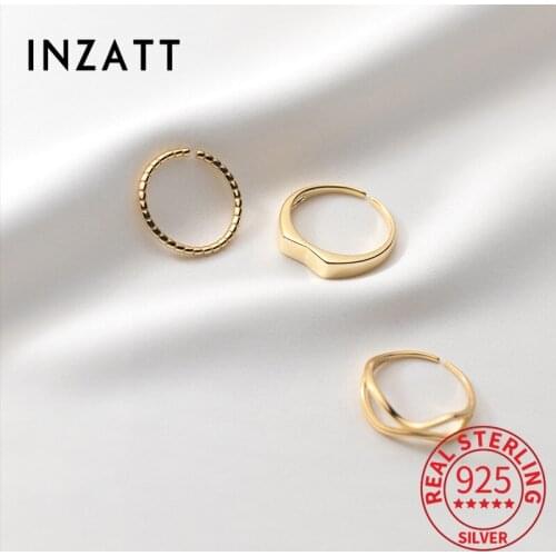 INZATT Real 925 Sterling Silver Waves Geometric Adjustable Ring For Fashion Women Hiphop Fine Jewelry Accessories Drop Shipping