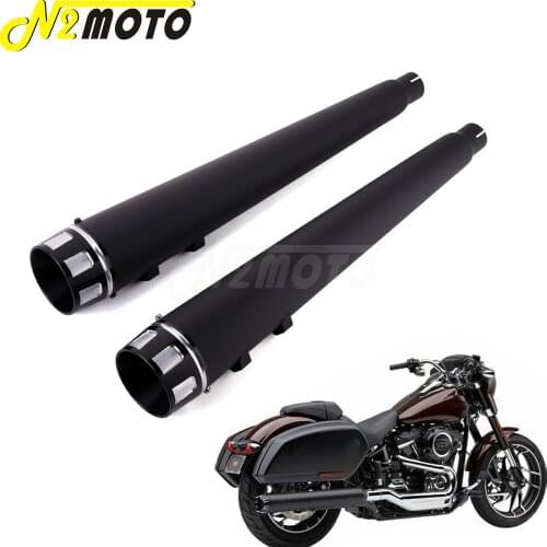 1 Pair Motorcycle Megaphone 4" Slip On Exhaust Muffler Pipes for Harley Road King Street Road Glide 1995-2016 Black