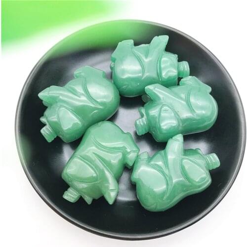 1PC Natural Green Aventurine Pig Handmade Quartz Carved Animals Polished Healing Decoraction Meditation Polished Decor Stones