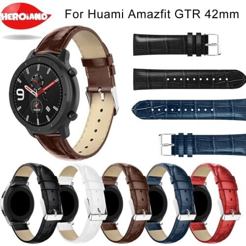 20mm sport business leather replacement strap For Xiaomi Huami Amazfit GTR 42mm frontier / classic bracelet wristband accessory