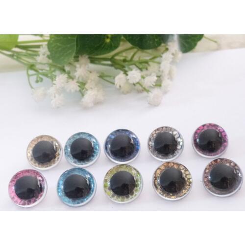 20pcs new design 12mm/13.5mm/15mm/16.5mm/18mm/21mm clear handscrew toy eyes button eyes+glitter Nonwovens --size option--sp