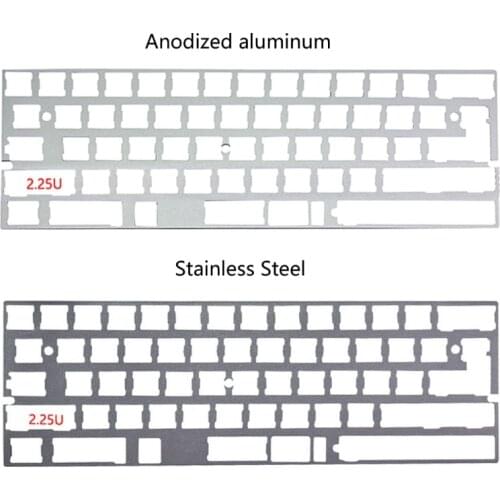 2021 New 2.25U Alu Plate 60% DZ60 GH60 Plate for DIY Mechanical Keyboard Stainless Steel